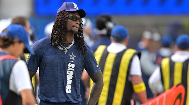 Aug 9, 2025; Inglewood, California, USA; Dallas Cowboys wide receiver CeeDee Lamb (88) looks on from the sidelines during the game against the Los Angeles Rams at SoFi Stadium. Mandatory Credit: Jayne Kamin-Oncea-Imagn Images