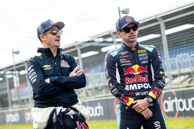 Jamie Whincup (left) with Broc Feeney.