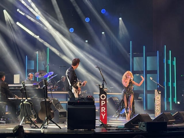 Sabrina Carpenter makes her Grand Ole Opry debut at the Grand Ole Opry House in Nashville on Oct. 7, 2025.