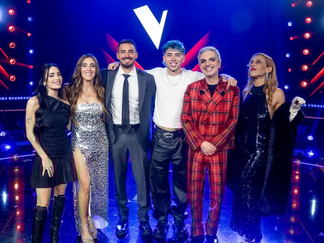 Lali Espósito, La Sole, Nico Occhiato, Luck Ra y los Miranda!, en "La Voz Argentina". Foto: prensa Telefe.