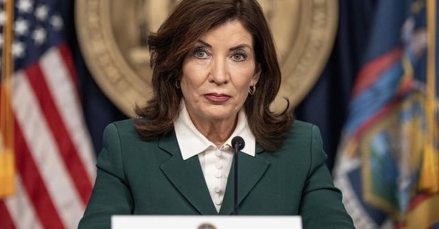 Governor Kathy Hochul speaks during a press announcement to unveil the path to unpausing congestion pricing, on Nov. 14, 2024. | (Getty Images)