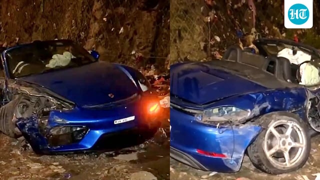 Porsche crashes into divider in Mumbai after alleged race with BMW, driver injured