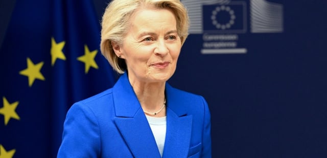 La présidente de la Commission européenne Ursula Von der Leyen, à Bruxelles, le 8 octobre 2025