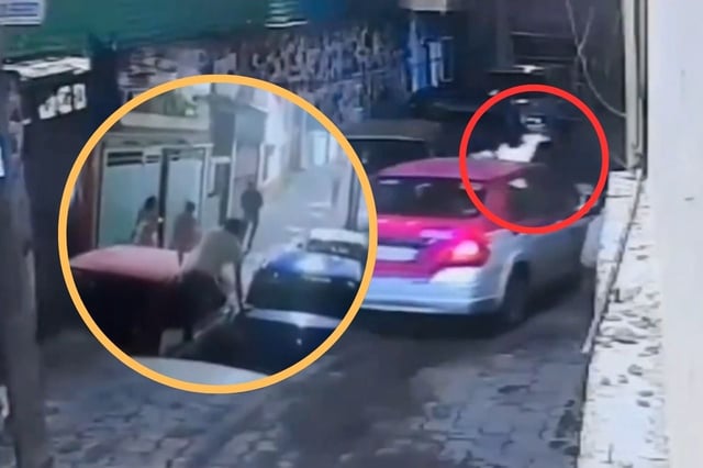 Los hechos comenzaron cuando los afectados encontraron el taxi estacionado bloqueando la entrada de su vivienda. | Crédito: captura en X