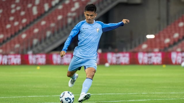 Chhetri will return in India colours after missing CAFA. (Photo: X/@IndianFootball)