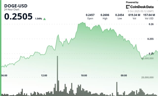 Doge rejected at $0.26, slides 2% as profit taking hits