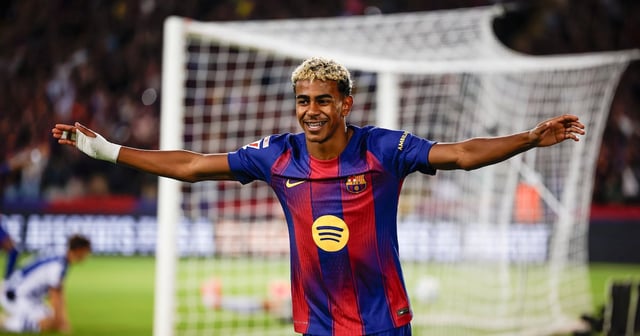 Lamine Yamal's attacking flair has helped mask Barcelona's defensive frailties this season. EPA