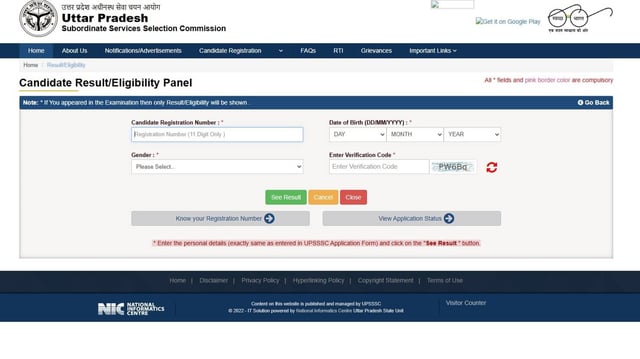 UPSSSC Mains Result 2025 PDF download page on official website