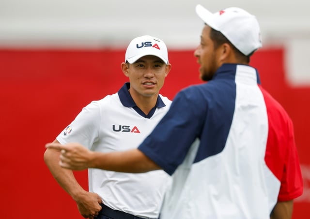 Collin Morikawa (left) and Xander Schauffele both played on the US team at the Ryder Cup