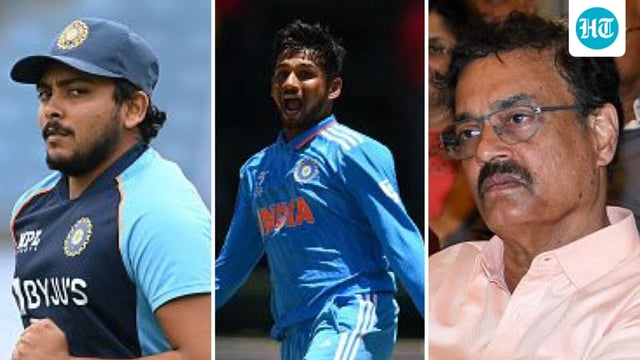 Dilip Vengsarkar, extreme right, will look into the altercation between Prithvi Shaw, left and Musheer Khan, middle