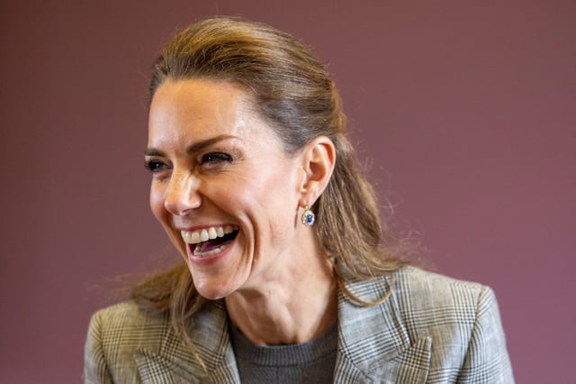 Princess Kate talks with RAF personnel on a visit to RAF Coningsby in Lincolnshire on October 2, 2025.