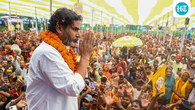 Jan Suraaj Party leader Prashant Kishor during a campaign rally in Bihar.