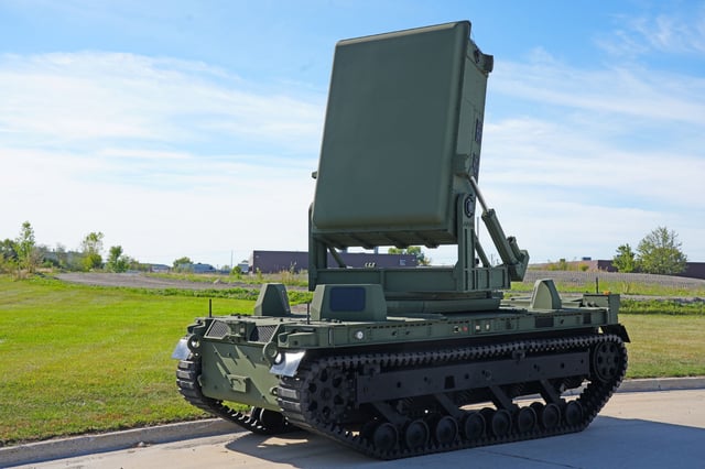 Leonidas Autonomous Robotic features Epirus' high-power microwave system integrated with the General Dynamics TRX robotic ground vehicle. Photo: Epirus