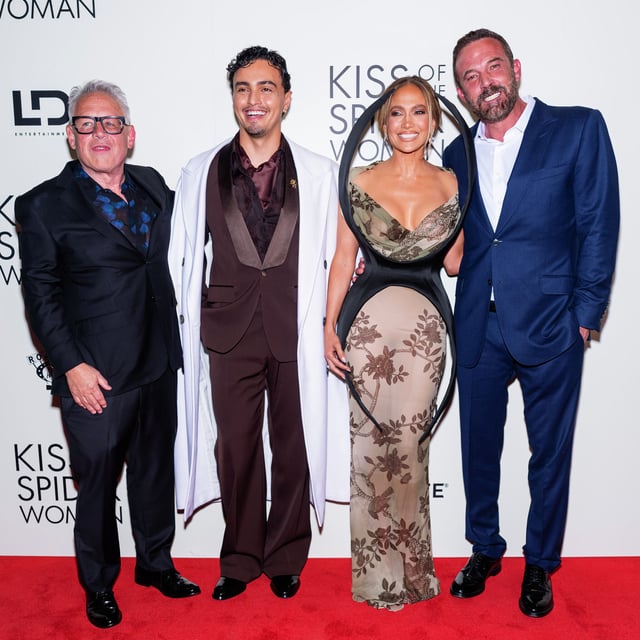 Bill Condon, from left, Jennifer Lopez, Tonatiuh and Ben Affleck attend the “Kiss of the Spider Woman” New York premiere at The Shed on Monday, Oct. 6, 2025.