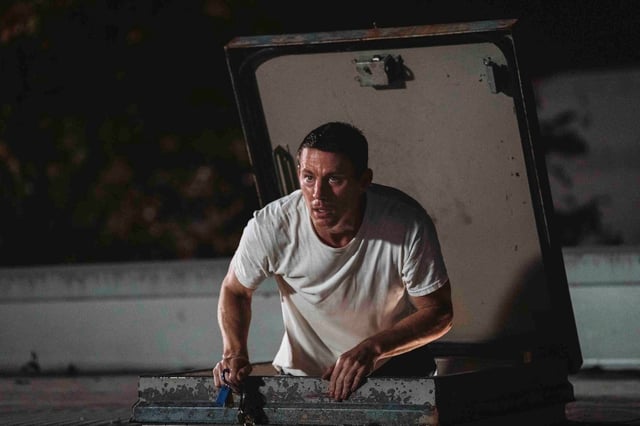 Channing Tatum in a scene from “Roofman.”