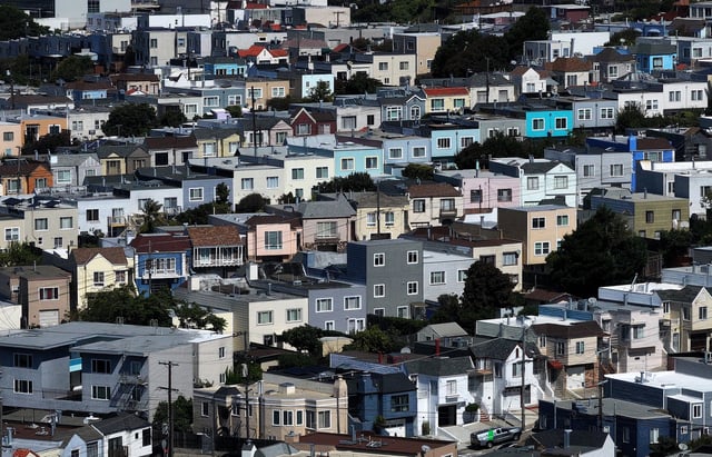 An aerial view of homes in a neighborhood on August 27, 2025 in San Francisco, California. (Justin Sullivan/Getty Images)