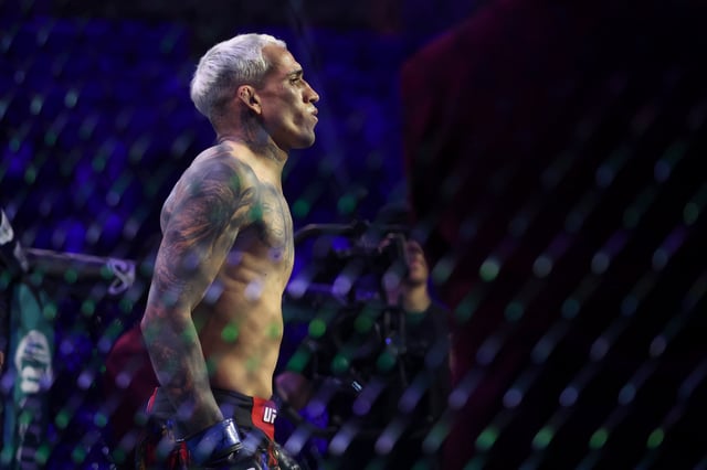 LAS VEGAS, NEVADA - JUNE 28: Charles Oliveira of Brazil looks on during a lightweight title bout at UFC 317 at T-Mobile Arena on June 28, 2025 in Las Vegas, Nevada. (Photo by Ian Maule/Getty Images)