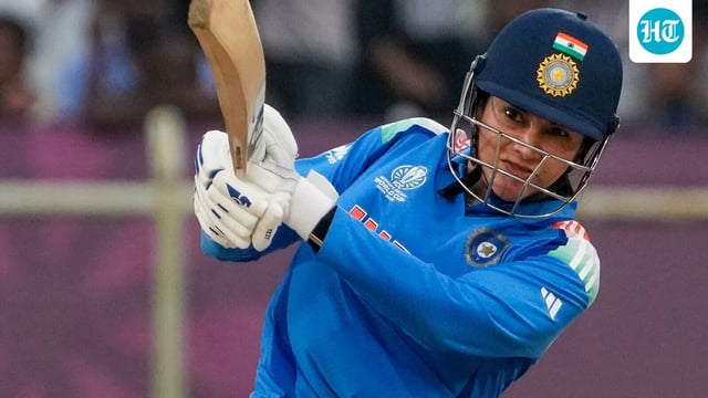 Smriti Mandhana plays a shot during the ICC Women's World Cup ODI cricket match between India Women and South Africa Women.