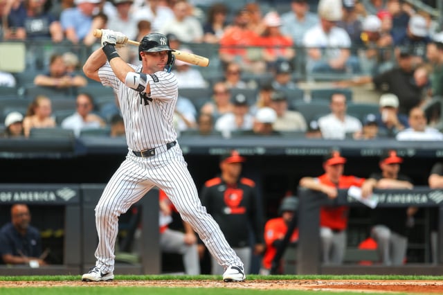 NEW YORK, NEW YORK - SEPTEMBER 27: Paul Goldschmidt #48 of the New York Yankees in action during the game against the Baltimore Orioles at Yankee Stadium on September 27, 2025 in New York City. (Photo by Ishika Samant/Getty Images)