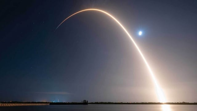 A SpaceX Falcon 9 launched in July on the first of three contracted missions to grow Amazon's Project Kuiper constellation of broadband satellites. (Courtesy/SpaceX)