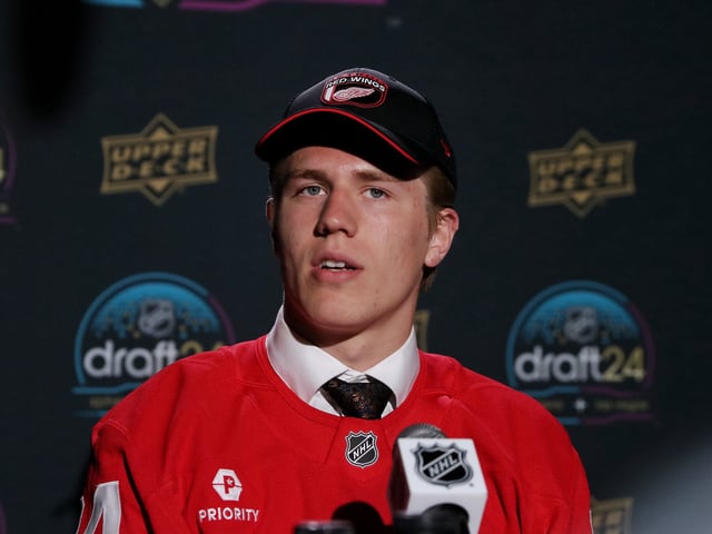 Michael Brandsegg-Nygard, Detroit Red Wings (Amy Irvin / The Hockey Writers)