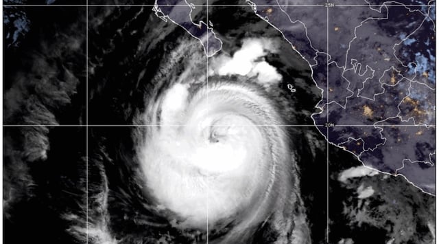 A satellite image of Hurricane Priscilla. 