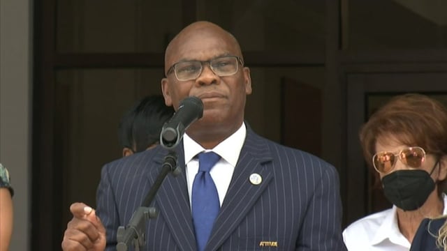 Jacksonville City Councilman Reggie Gaffney held a news conference Monday on the steps of City Hall.