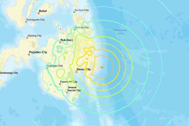 Mapa del sismo de hoy en Filipinas. Foto: USGS