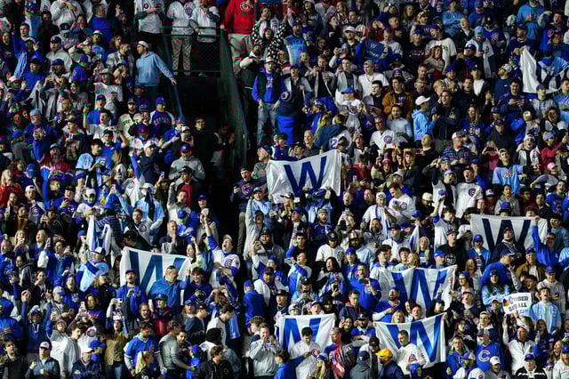 CHICAGO, IL – OCTOBER 09: Fans celebrate after the  Chicago Cubs win Game Four of the National League Division Series presented by Booking.com between the Milwaukee Brewers and the Chicago Cubs at Wrigley Field on Thursday, October 9, 2025 in Chicago, Illinois. (Photo by Mary DeCicco/MLB Photos via Getty Images)
