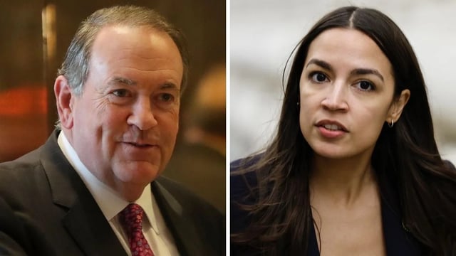 Mike Huckabee and Alexandria Ocasio-Cortez (Credit: Getty Collection)