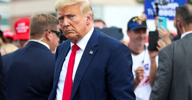 Former U.S. President and Republican presidential candidate Donald Trump leaves the opening of his campaign headquaters in Manchester, New Hampshire, U.S., June 27, 2023.   REUTERS/Reba Saldanha/File Photo