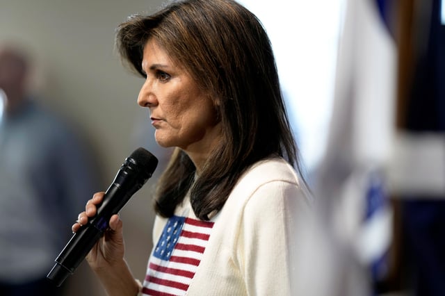 Former Gov. Nikki Haley speaks during a town hall in Nevada, Iowa on Dec. 18, 2023.