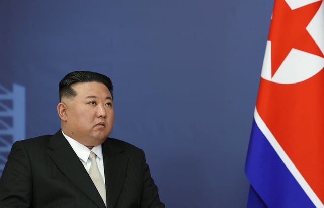 This pool image distributed by Sputnik agency shows North Korea's leader Kim Jong Un during his meeting with Russian President at the Vostochny Cosmodrome in Amur region on September 13, 2023, ahead of planned talks that could lead to a weapons deal with Russian President.