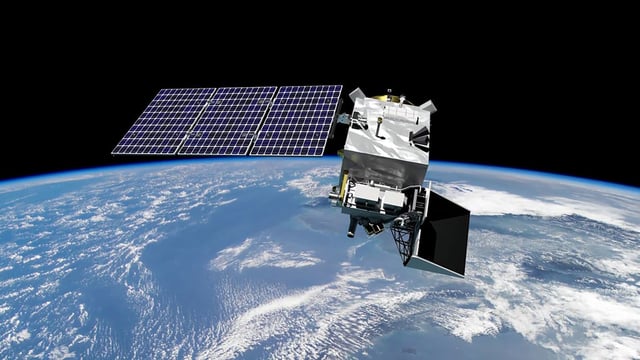 An illustration depicts PACE in orbit above Earth after launch.