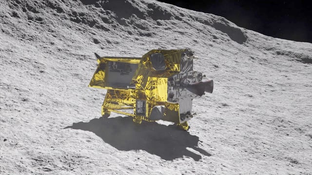 An artist's depiction shows what the "Moon Sniper" mission will look like after landing on the lunar surface.