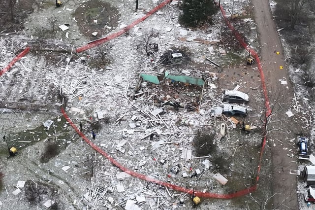 The explosion destroyed the home, about 45 miles west of Detroit.