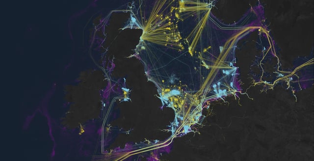 The study used machine learning and satellite imagery to create the first global map of vessel traffic and offshore infrastructure, offering an unprecedented view of previously unmapped industrial use of the ocean.
