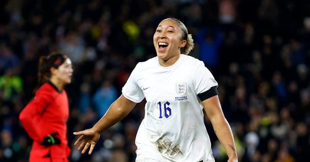 Soccer Football - Women’s International - Arnold Clark Cup - England v South Korea - StadiumMK, Milton Keynes, Britain - February 16, 2023 England's Lauren James celebrates scoring their fourth goal Action Images via Reuters/Peter Cziborra/File Photo