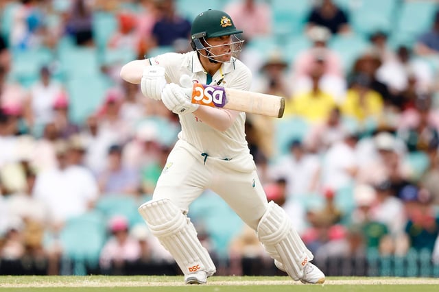 Warner bats during day two of the Test match against Pakistan.