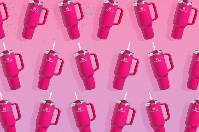 The Stanley 40 oz Stainless Steel H2.0 Flowstate Quencher Tumbler in Cosmo Pink