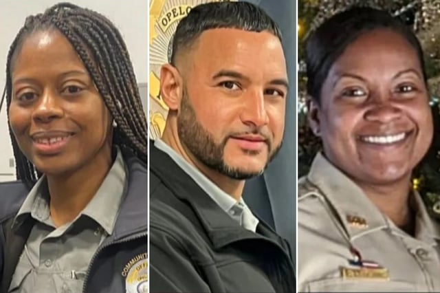 Opelousas Police Officer Savannah Butler, Opelousas Police Chief Graig LeBlanc, and St. Landry Parish Sheriff’s Office Captain Crystal Leblanc, who is married to Chief LeBlanc.