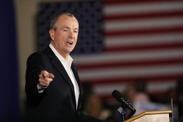 Democratic candidate Phil Murphy, who is running against Republican Lt. Gov. Kim Guadagno for the governor of New Jersey , speaks at a rally on October 19, 2017 in Newark, New Jersey.
