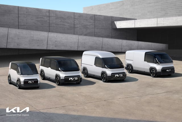 Kia PBV Concept Lineup. Renderings of the vans provided by Kia.