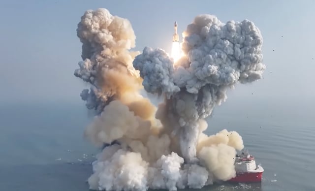 A screengrab of Gravity-1 being launched from a ship.