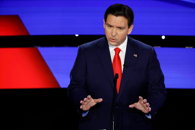 Republican presidential candidate Ron DeSantis participates in the CNN Republican Presidential Primary Debate on Jan. 10, 2024 in Des Moines, Iowa.