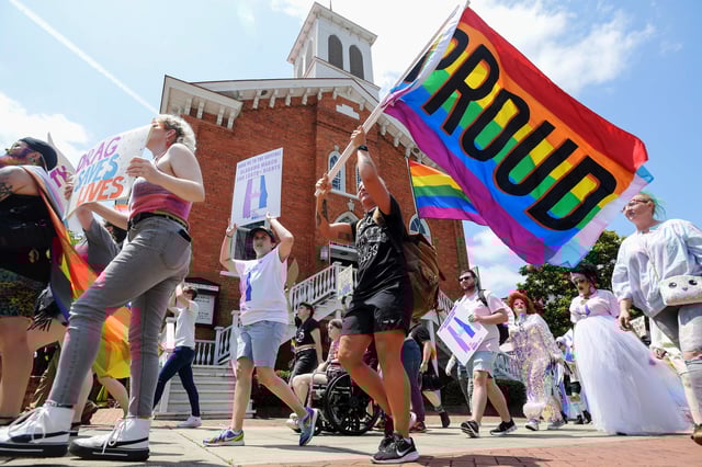 Protestors participate in the Drag Me to the Capitol march and rally against anti-trans bills in Montgomery, Ala., on May 16, 2023.
