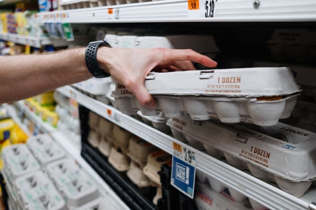 Eggs on supermarket shelf