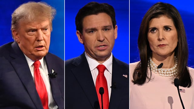 Donald Trump, Ron DeSantis, and Nikki Haley.