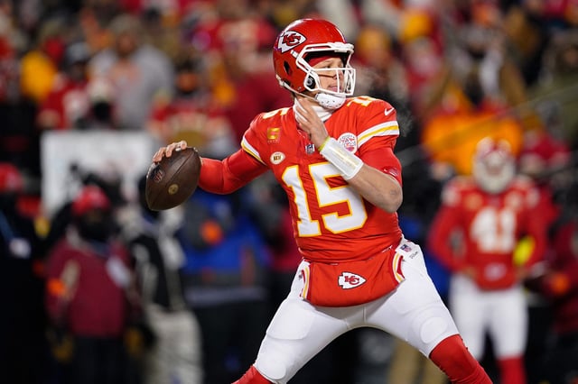 Kansas City Chiefs quarterback Patrick Mahomes throws against the Miami Dolphins during Saturday's AFC Wild Card game.