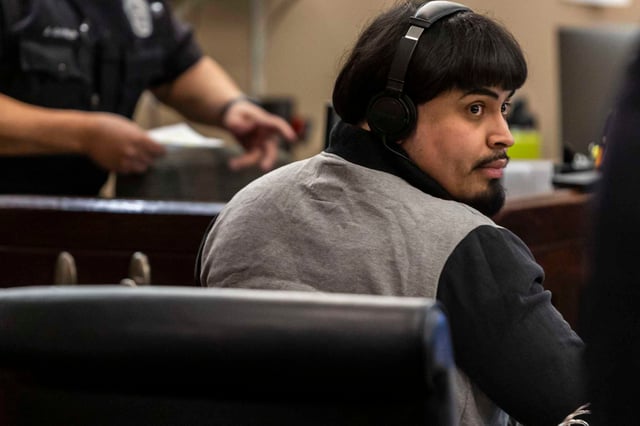 Jilson Duban Avelar-Rodriguez appears in the 226th District Court on the first day of his capital murder trial Tuesday.